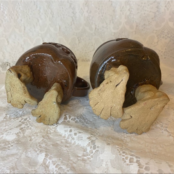 Vintage Clay Pottery Ceramic Coffee Mug Cup with Feet Footed MOM & DAD - Picture 5 of 5